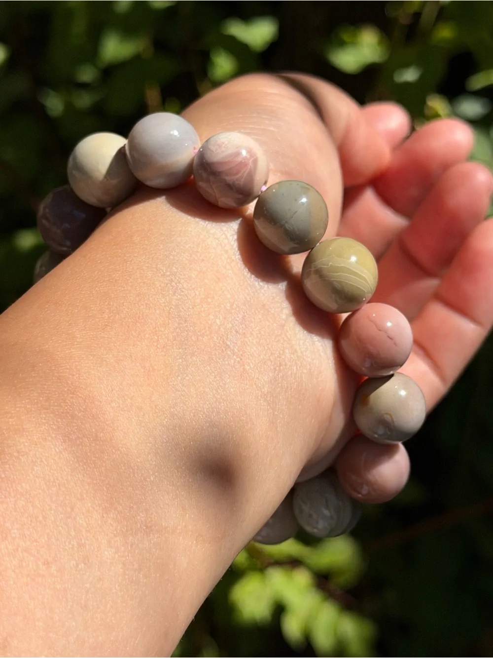13mm pink creamy natural Alashan stretch bracelet 2213